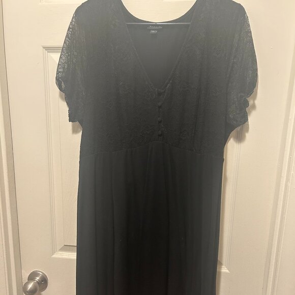 Torrid Black Lace Skater Short Sleeve Fit & Flare Mini Dress 2X Plus Size - Picture 1 of 4